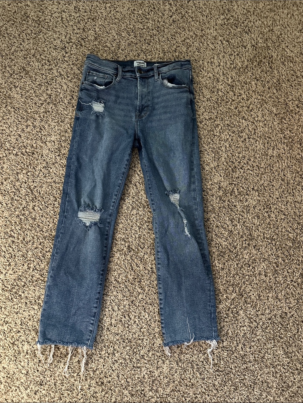 Kensie Distressed Blue Straight-Leg Jeans (MRO)